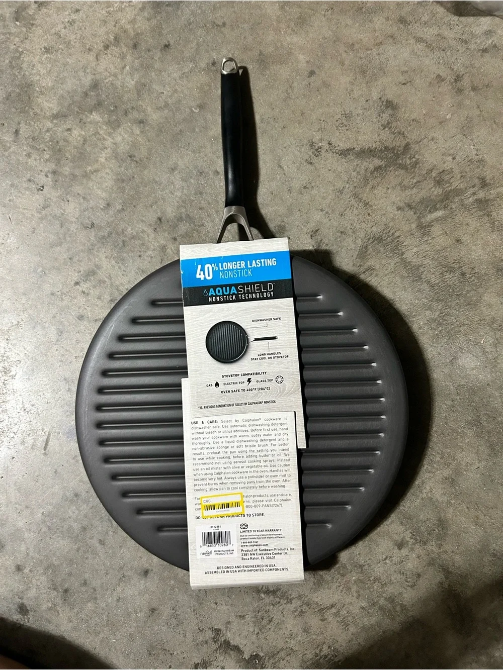 Select by Calphalon 12” Round Grill Pan Aquashield Nonstick NEW